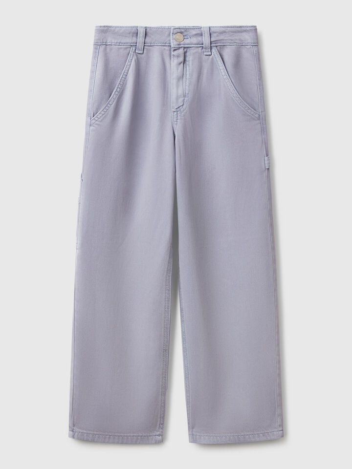 Benetton Flowy Worker Style Trousers Periwinkle