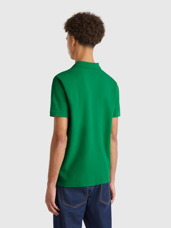 Benetton Green Regular Fit Polo Green
