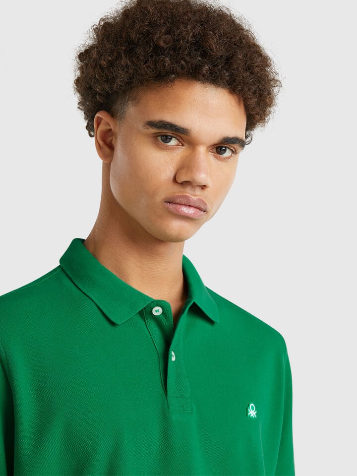 Benetton Green Regular Fit Polo Green