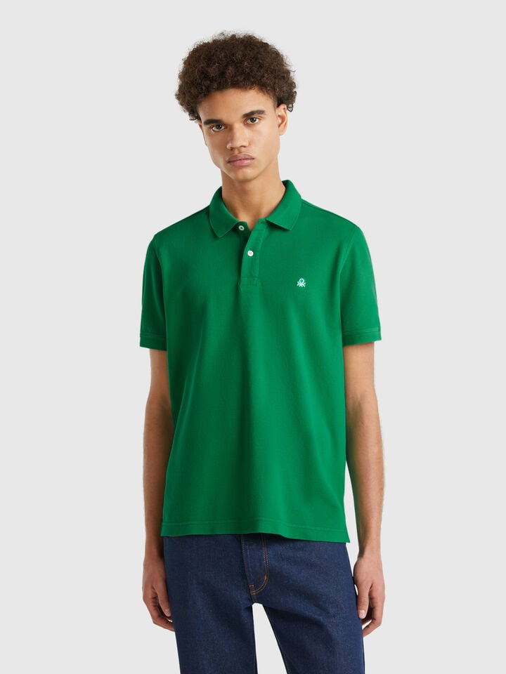 benetton Green regular fit polo Green