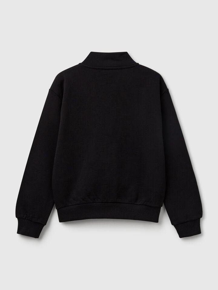 Benetton High Neck Sweatshirt With Zipper Black