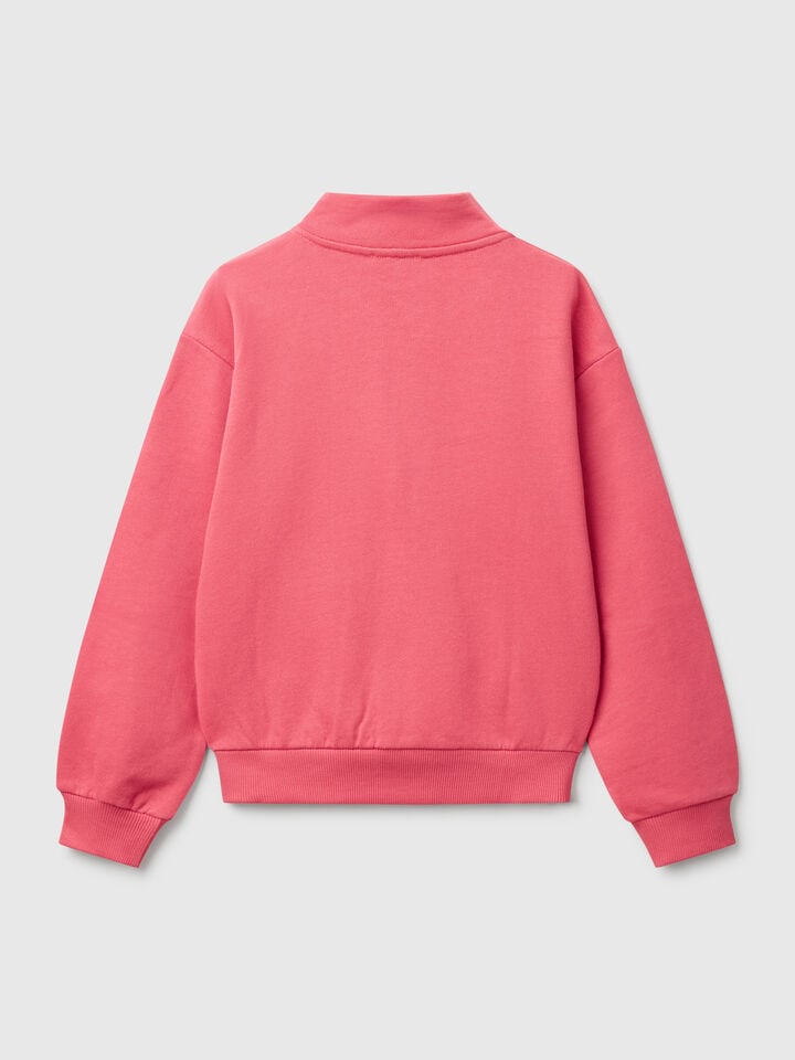Benetton High Neck Sweatshirt With Zipper Cyclamen