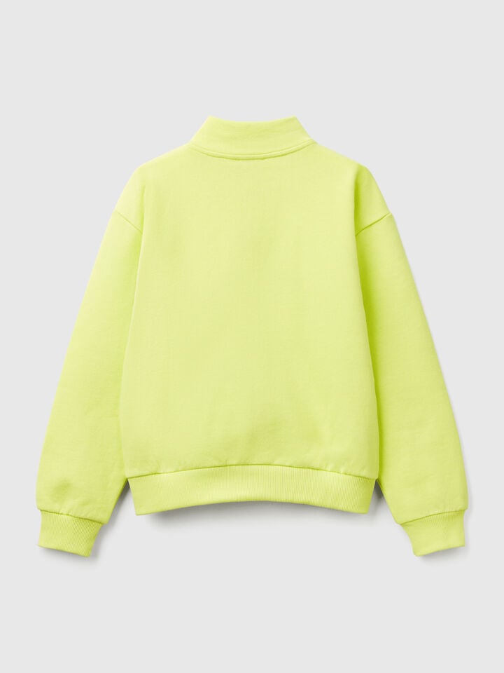 Benetton High Neck Sweatshirt With Zipper Lime
