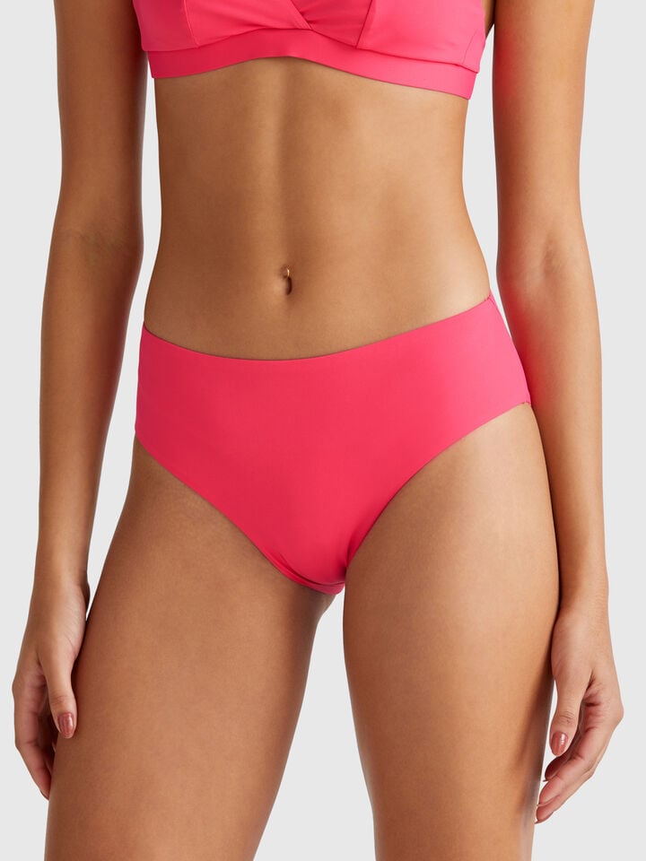 Benetton High Rise Swim Briefs In ECONYL® Fuchsia