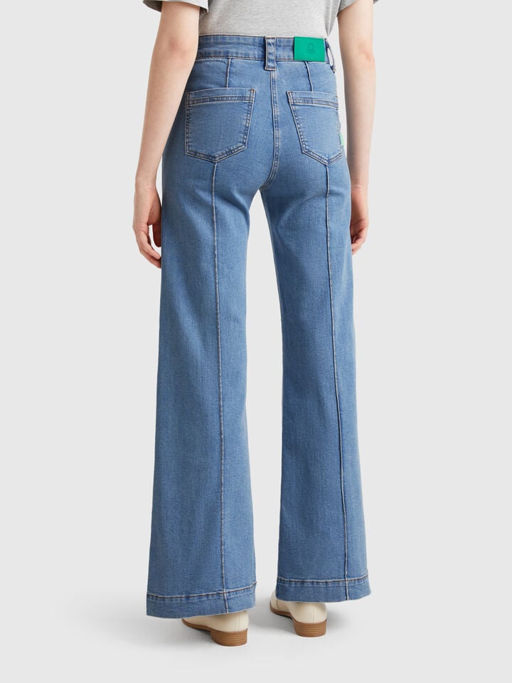 Benetton High-waisted Flare Fit Jeans Light Blue