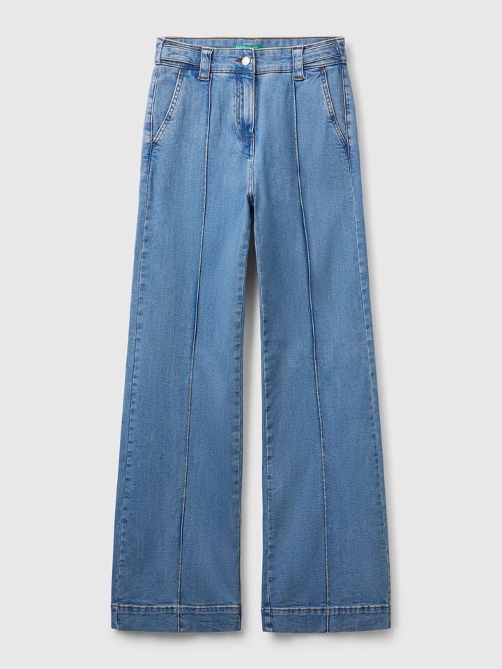 Benetton High-waisted Flare Fit Jeans Light Blue