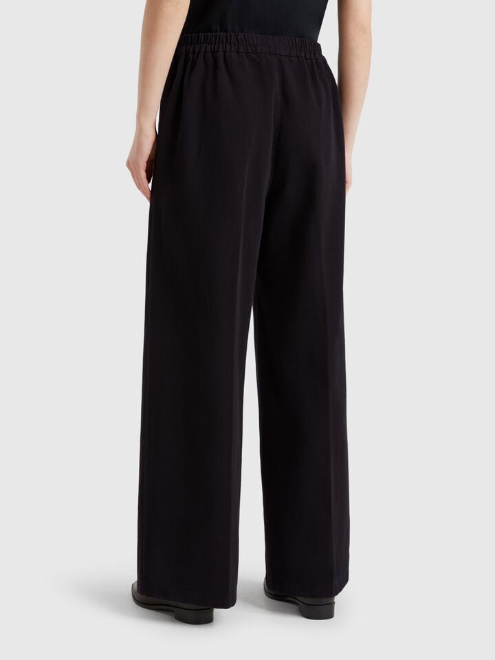 Benetton High-waisted Palazzo Trousers Black
