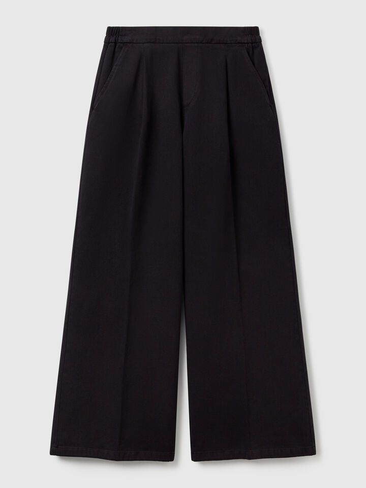 Benetton High-waisted Palazzo Trousers Black