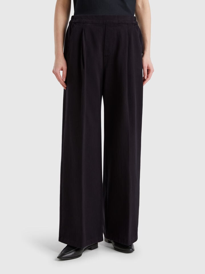 benetton High-waisted palazzo trousers Black