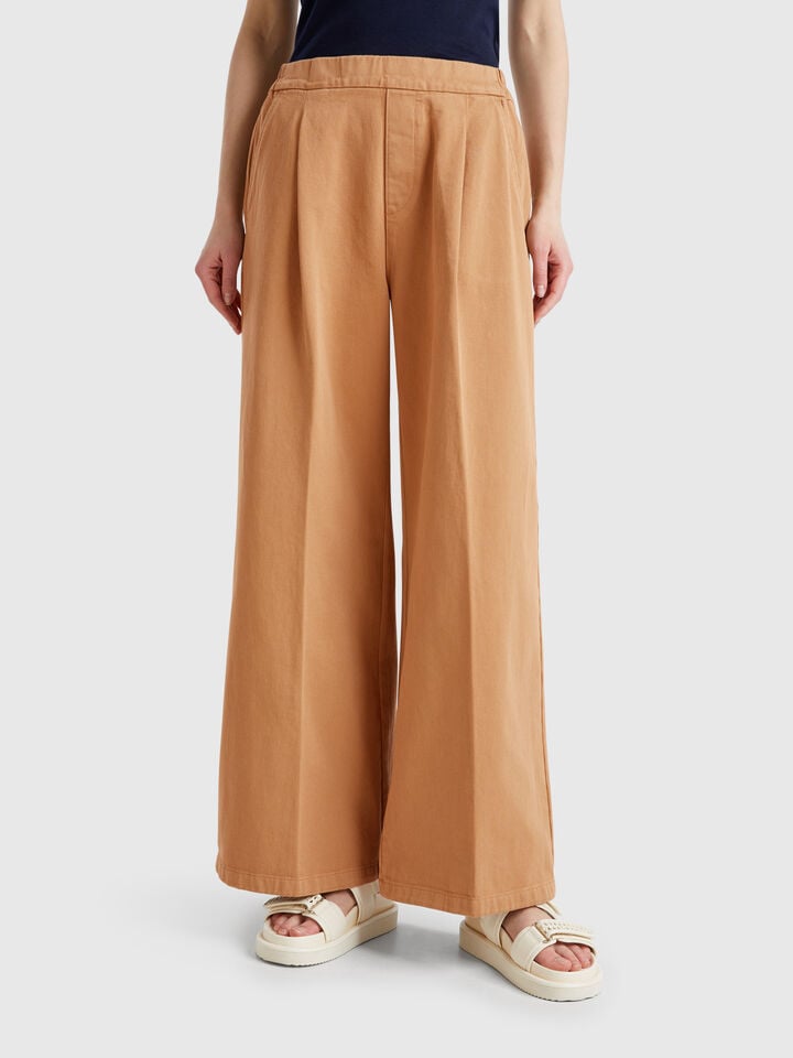 benetton High-waisted palazzo trousers Camel