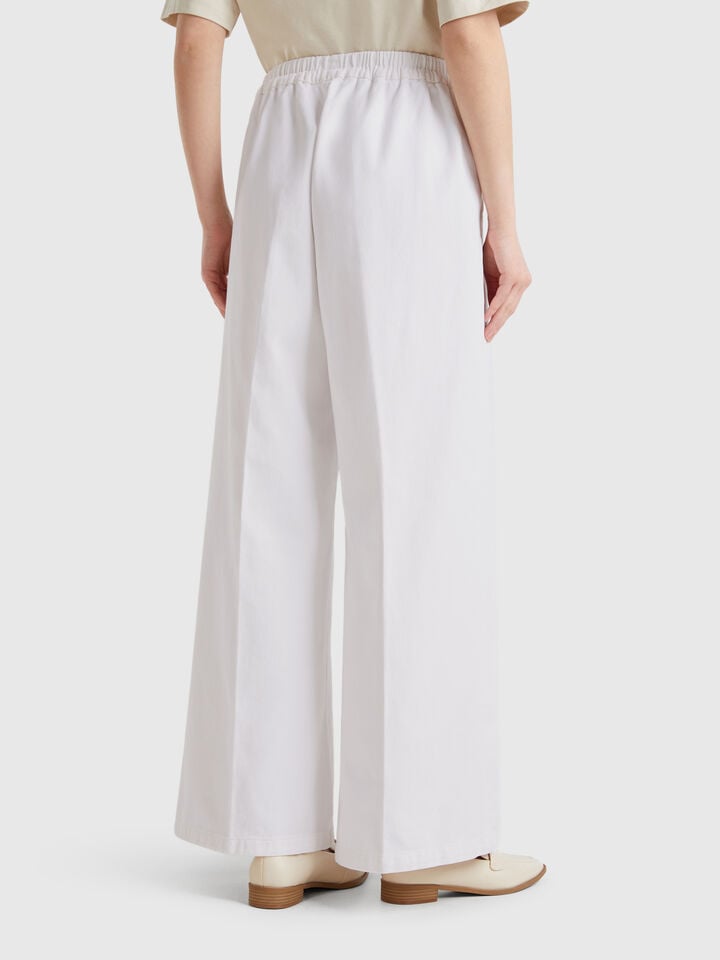 Benetton High-waisted Palazzo Trousers White