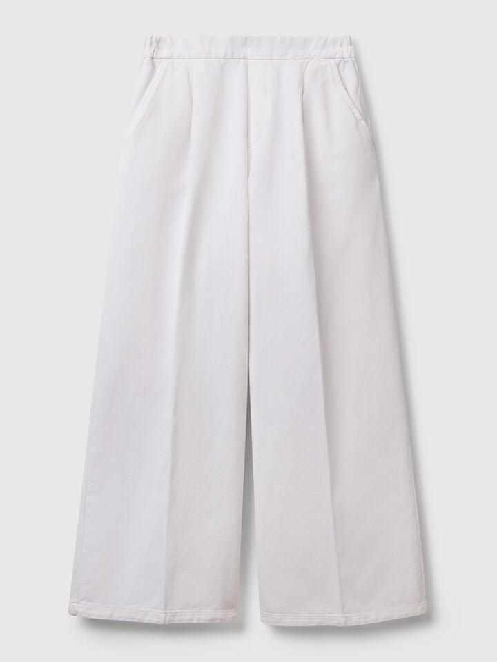 Benetton High-waisted Palazzo Trousers White