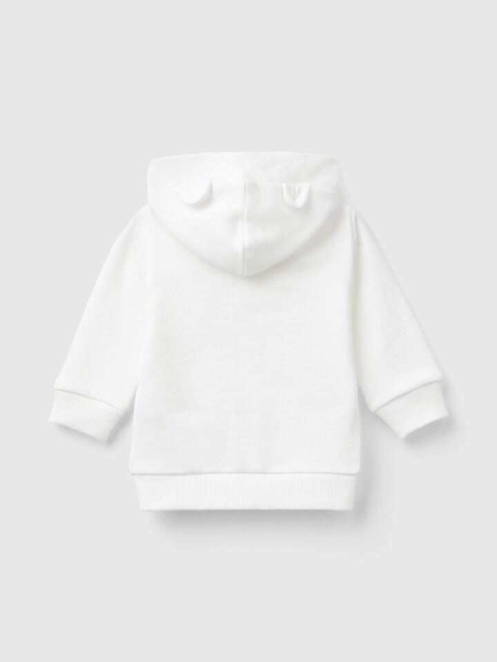 Benetton Hoodie In Cotton Creamy White