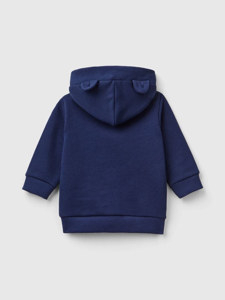 Benetton Hoodie In Cotton Dark Blue