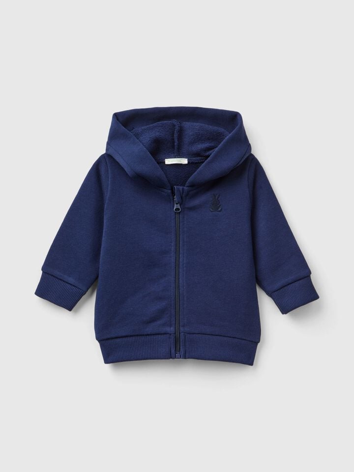 Benetton Hoodie In Cotton Dark Blue