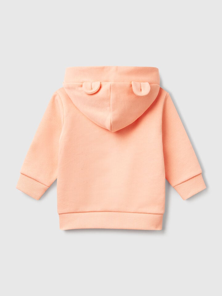 Benetton Hoodie In Cotton Peach