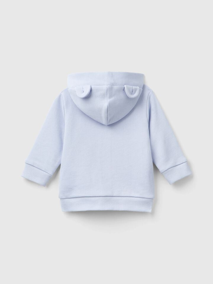Benetton Hoodie In Cotton Sky Blue