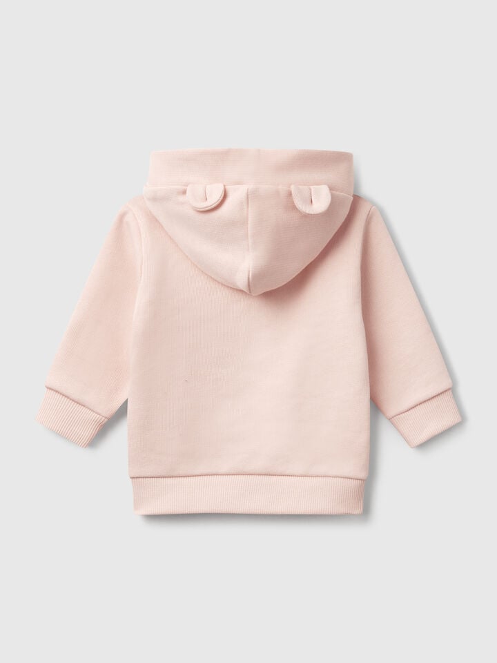 Benetton Hoodie In Cotton Soft Pink