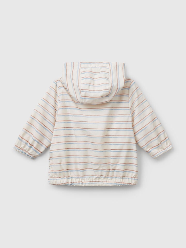 Benetton Jacket With Allover Stripes Creamy White