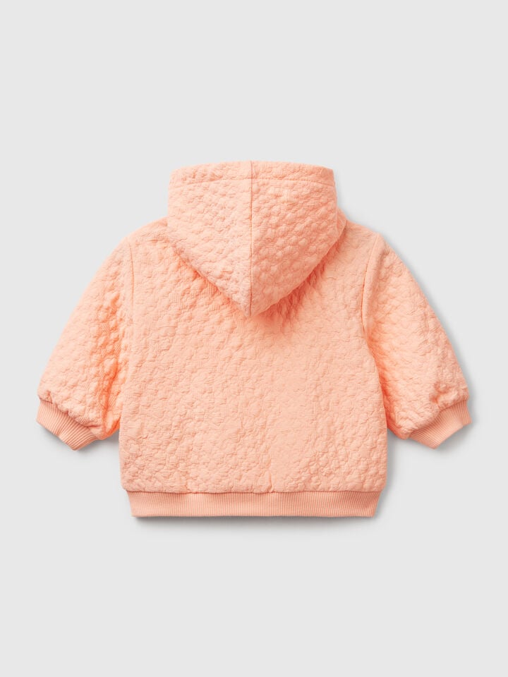 Benetton Jacquard Sweatshirt With Zip Peach