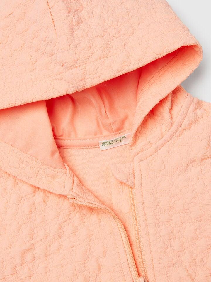 Benetton Jacquard Sweatshirt With Zip Peach