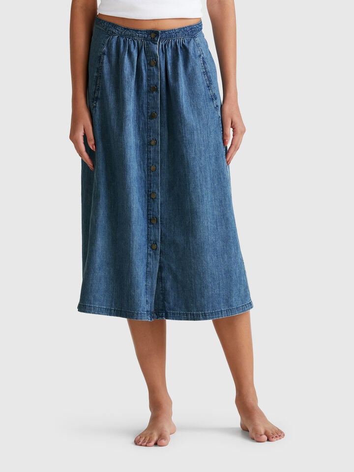 benetton Jean skirt with buttons Blue