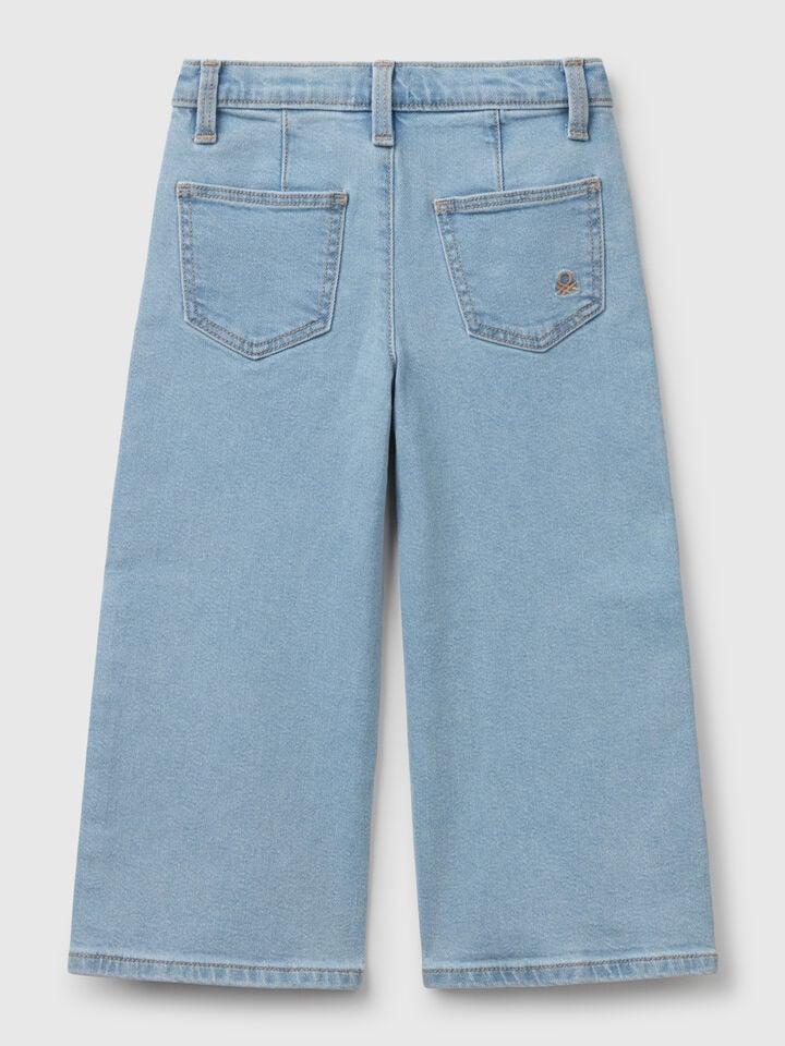 Benetton Jeans In Cotton Blend Light Blue