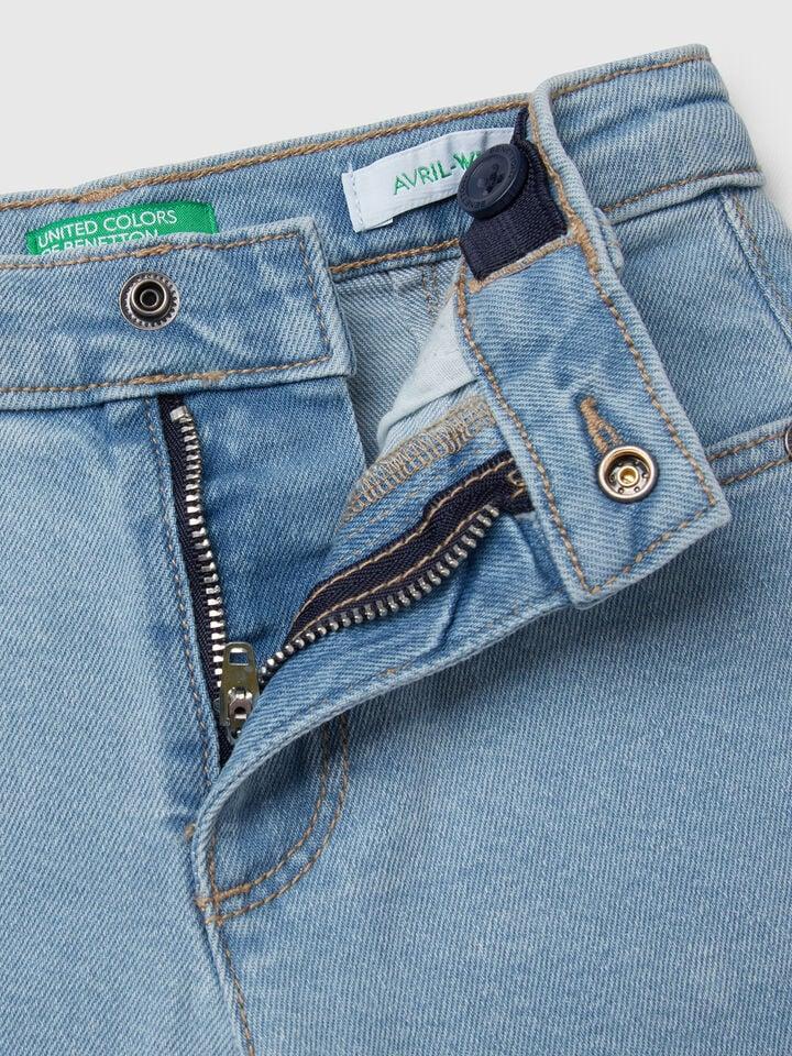Benetton Jeans In Cotton Blend Light Blue