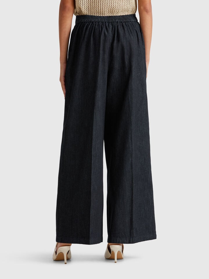 Benetton Jeans With Elastic Waist Black