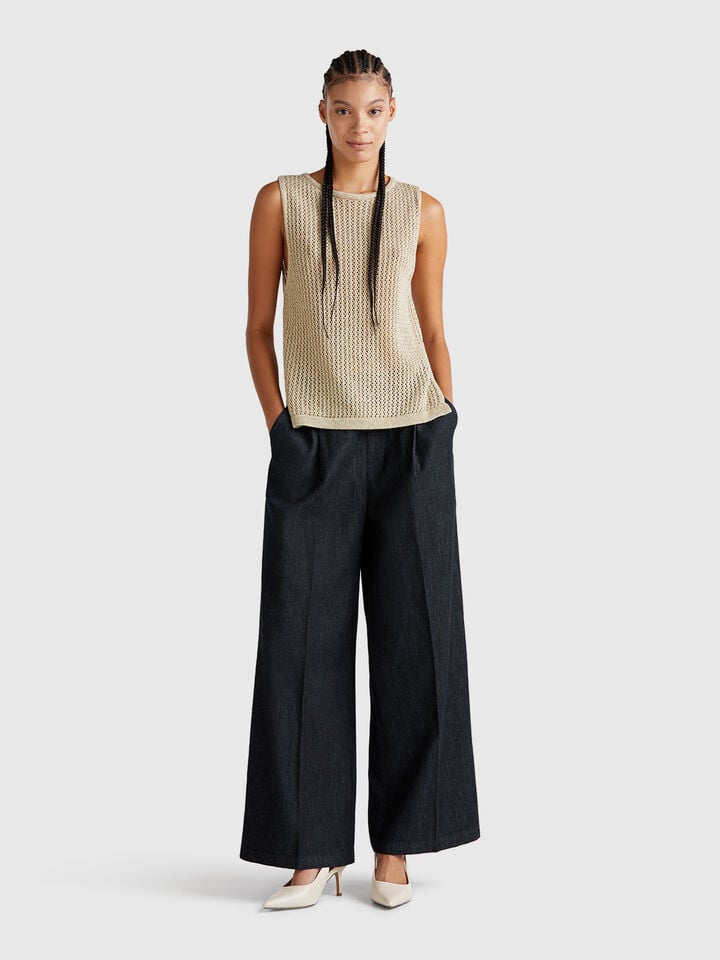 Benetton Jeans With Elastic Waist Black