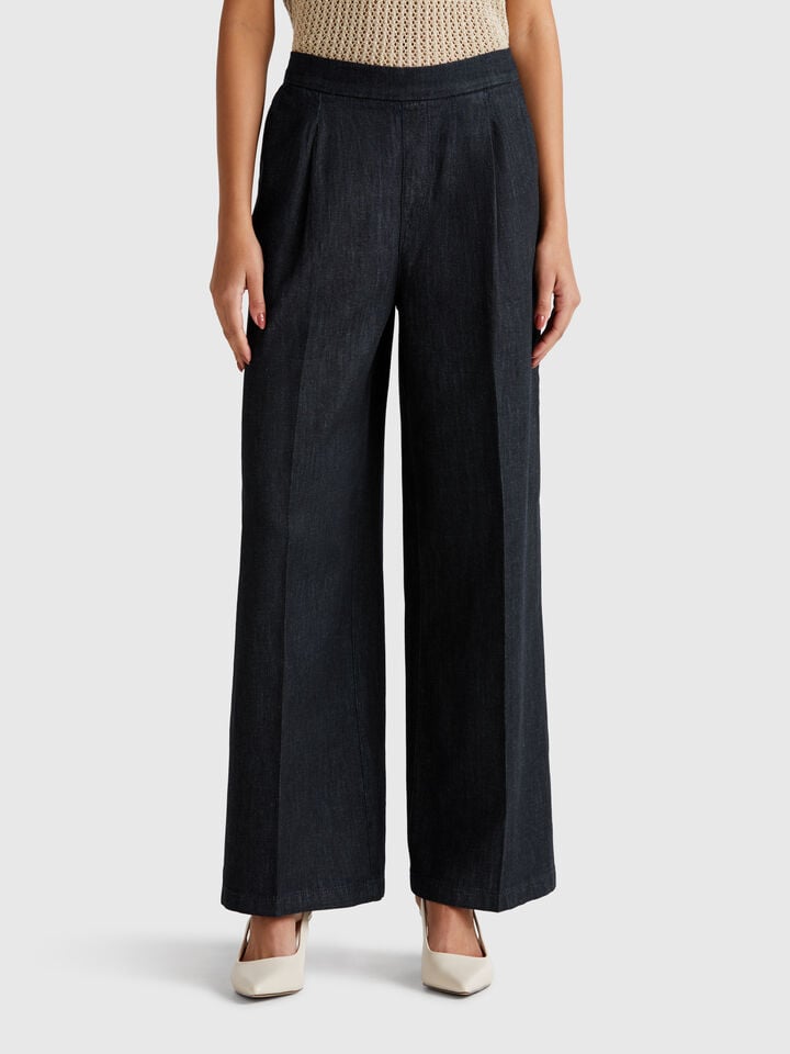 benetton Jeans with elastic waist Black