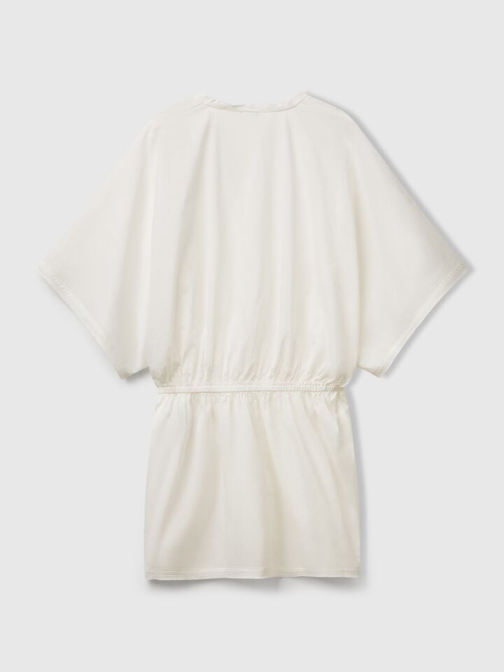 Benetton Kaftan In Lightweight Cotton Creamy White