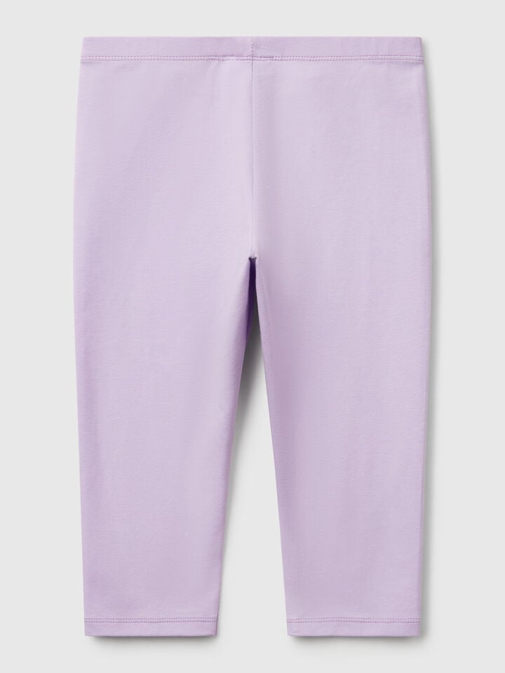 Benetton Knee-length Stretch Cotton Leggings Lilac