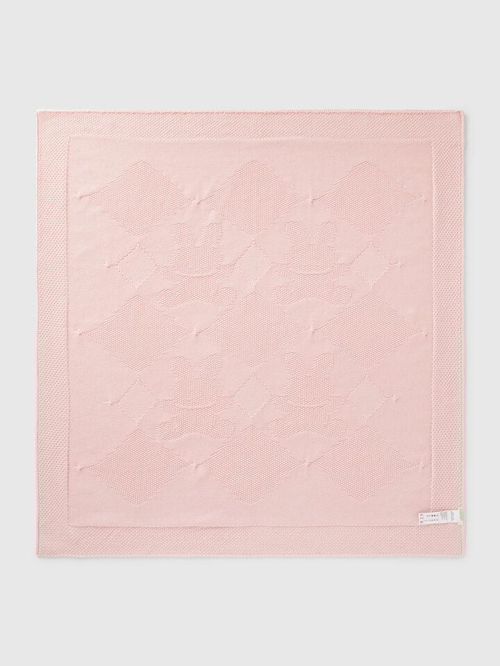 Benetton Knit Baby Blanket Soft Pink
