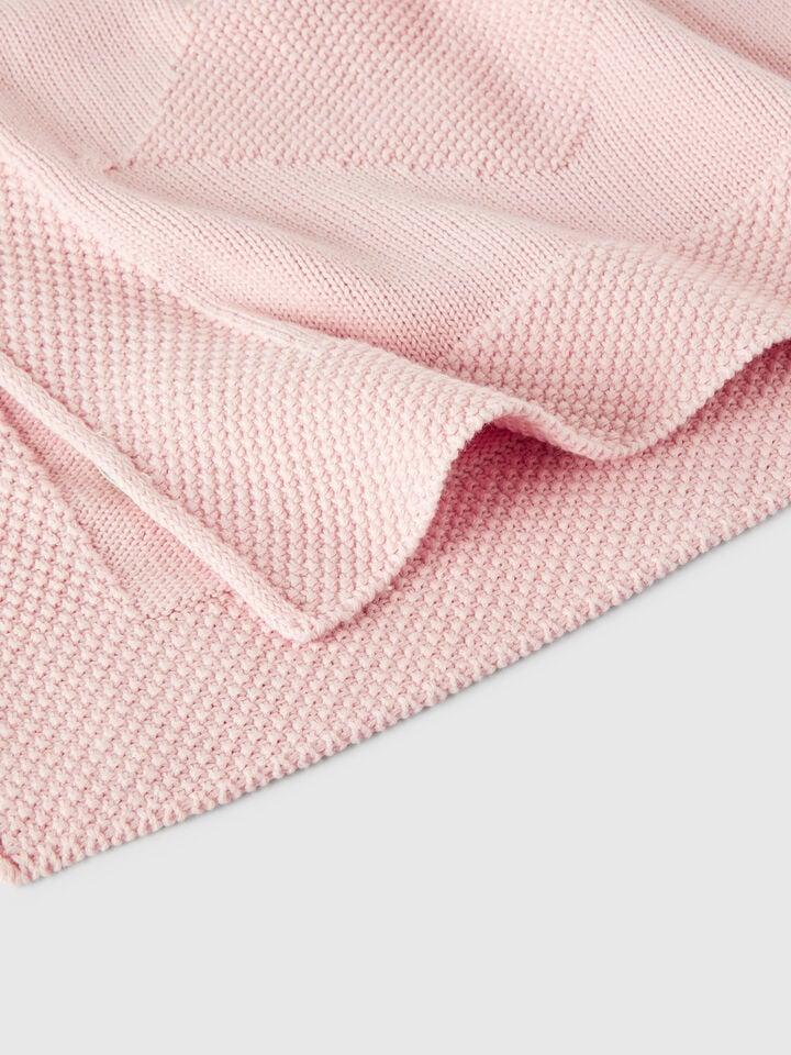Benetton Knit Baby Blanket Soft Pink