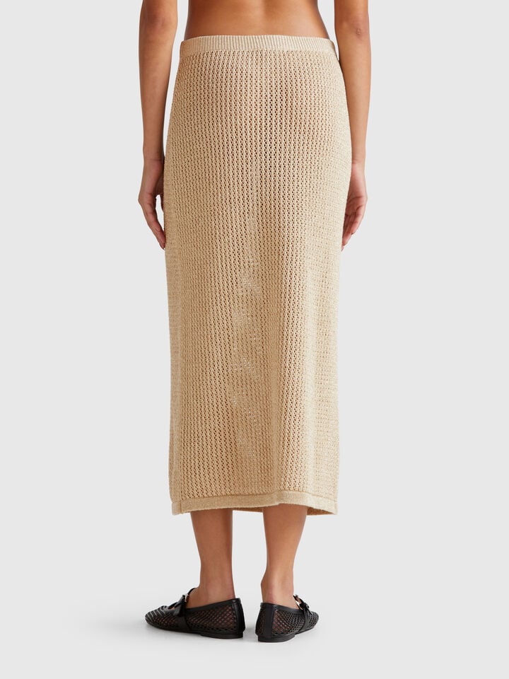 Benetton Knit Tricot Skirt Beige
