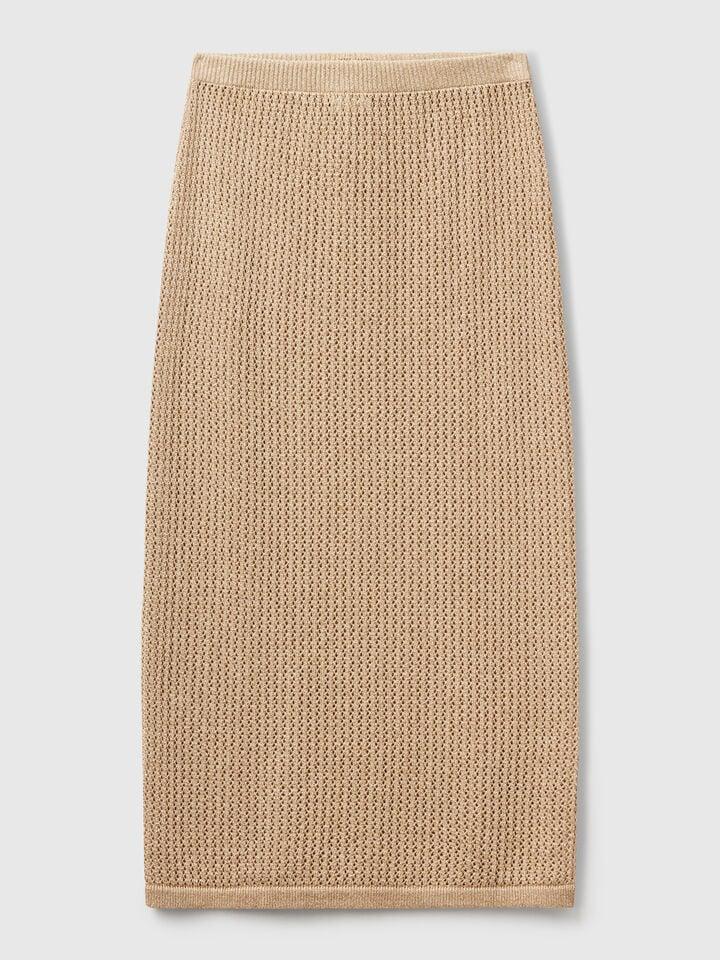 Benetton Knit Tricot Skirt Beige
