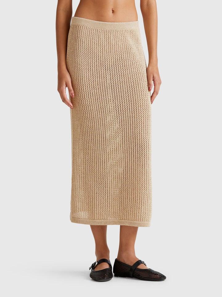 benetton Knit tricot skirt Beige