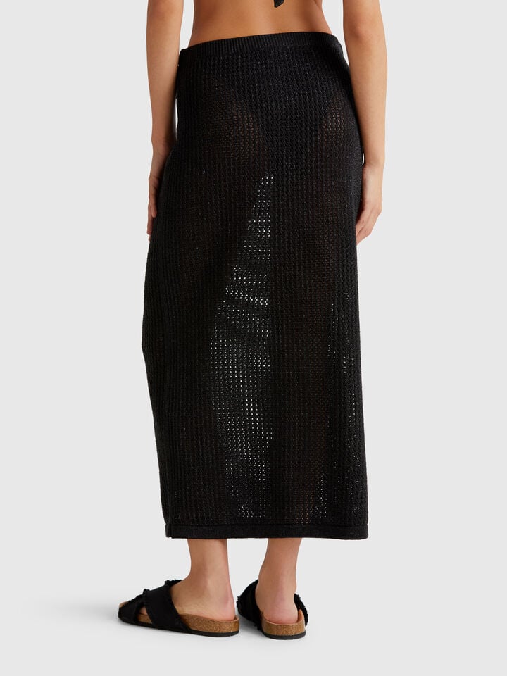 Benetton Knit Tricot Skirt Black