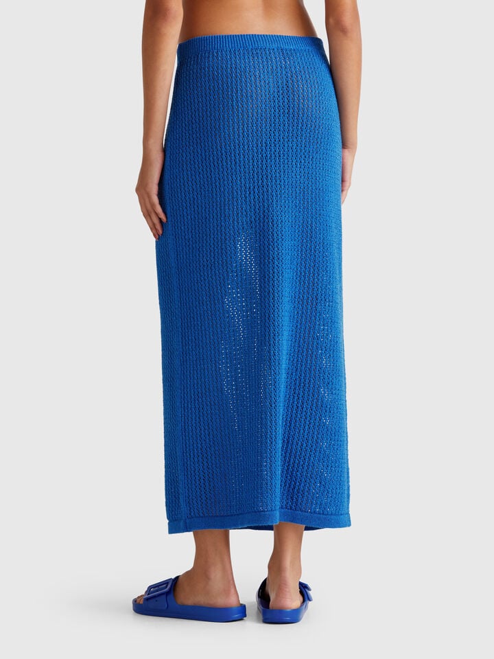 Benetton Knit Tricot Skirt Blue