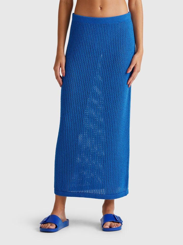 benetton Knit tricot skirt Blue