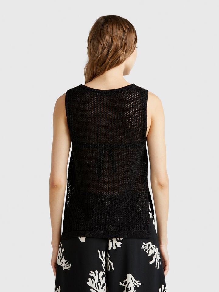 Benetton Knit Tricot Top Black