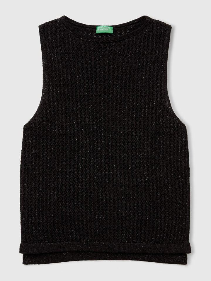 Benetton Knit Tricot Top Black