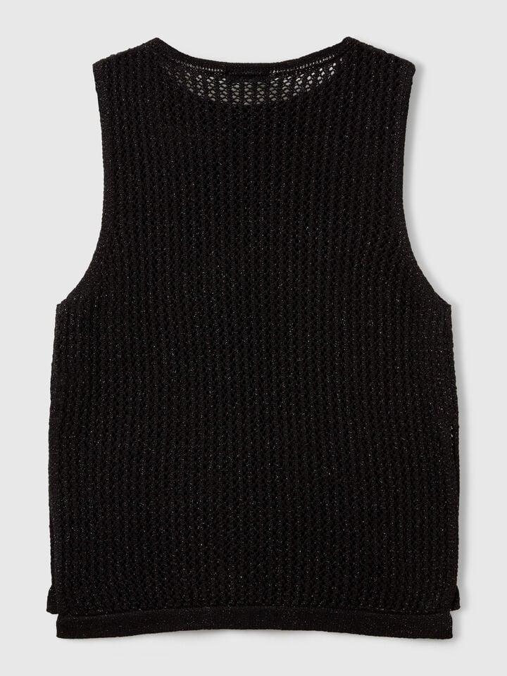 Benetton Knit Tricot Top Black