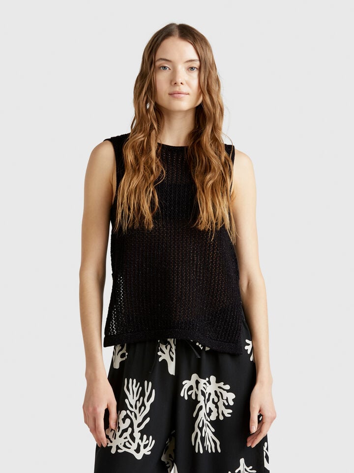benetton Knit tricot top Black