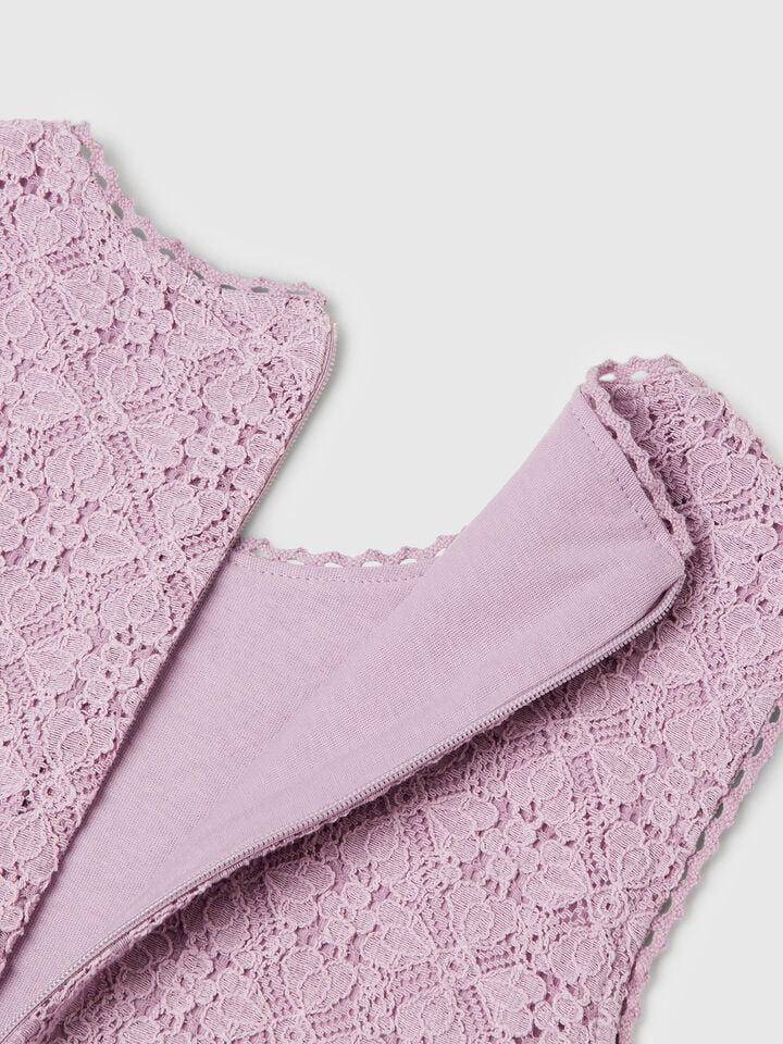 Benetton Lace Dress With Flounce Pink