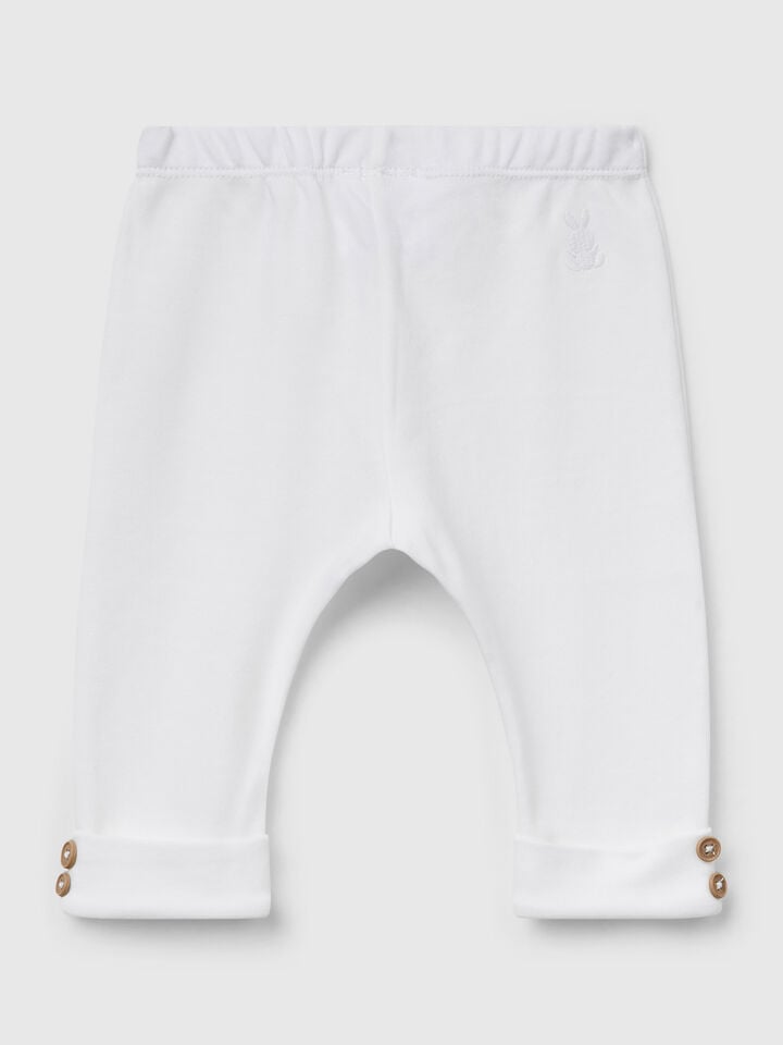 Benetton Leggings In Pure Cotton Creamy White