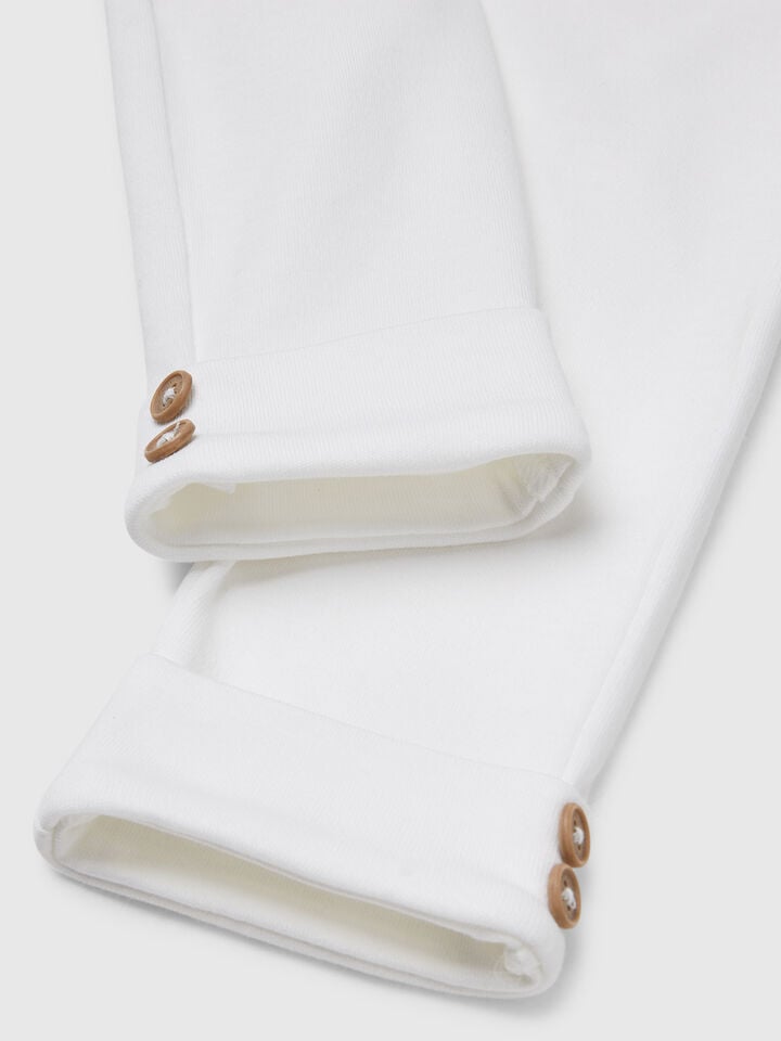 Benetton Leggings In Pure Cotton Creamy White