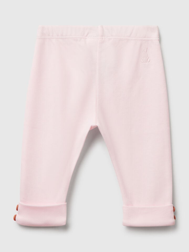 Benetton Leggings In Pure Cotton Pink