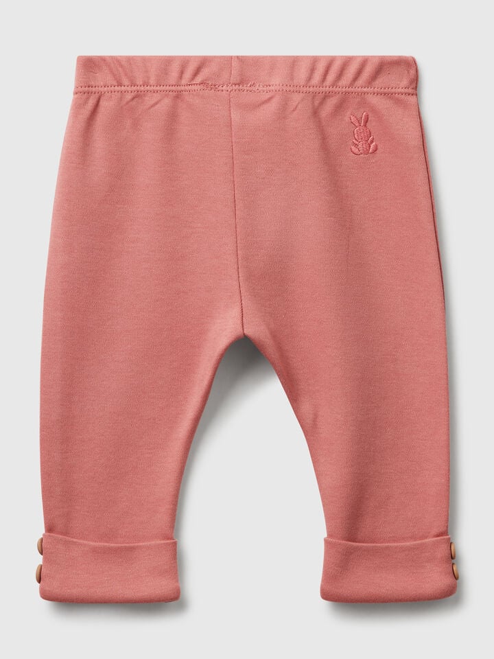 Benetton Leggings In Pure Cotton Salmon